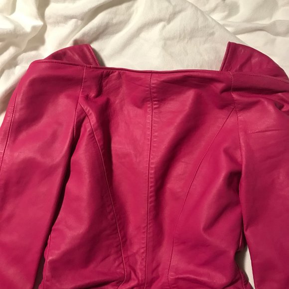 Hugo Buscati Milano Leather Bolero jacket, Hot Pink/Fuschia/Bubble Gum,S - Picture 5 of 11